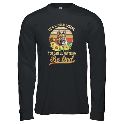 In A World Where You Can Be Anything Be Kind German Shepherd Sunflow-T-Shirt & Tank Top-Long Sleeve T-Shirt-Black