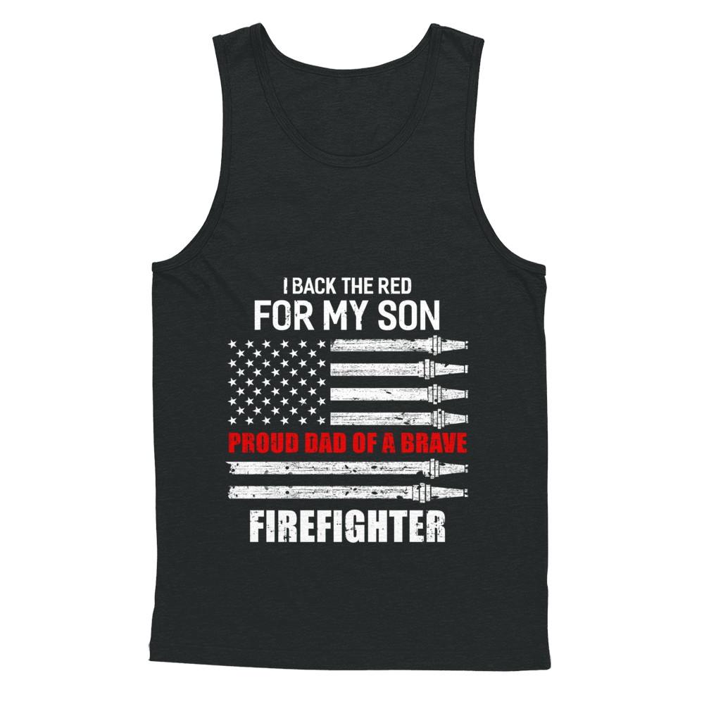 I Back The Red For My Son Proud Dad Firefighter-T-Shirt & Hoodie-Unisex Tank-Black