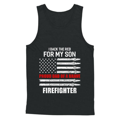 I Back The Red For My Son Proud Dad Firefighter-T-Shirt & Hoodie-Unisex Tank-Black