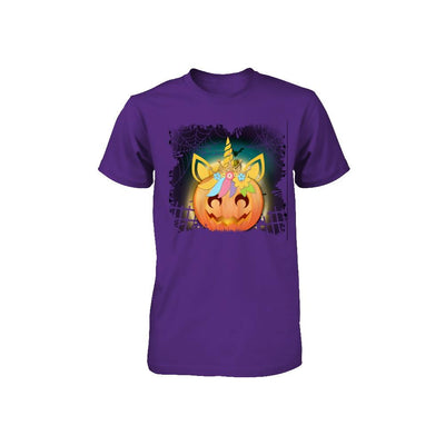 Kids Girls Unicorn Pumpkin Queen Halloween Youth-Youth Shirt-