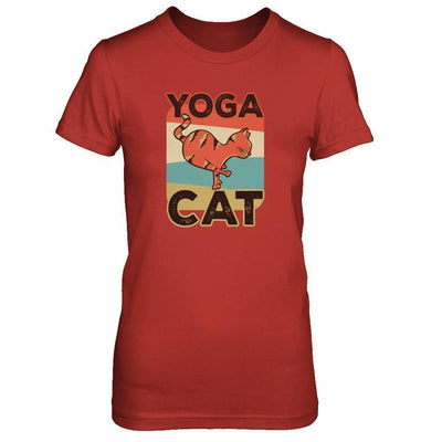 Classic Vintage Retro Yoga Cat Funny-T-Shirt & Tank Top-Women's T-Shirt-Red
