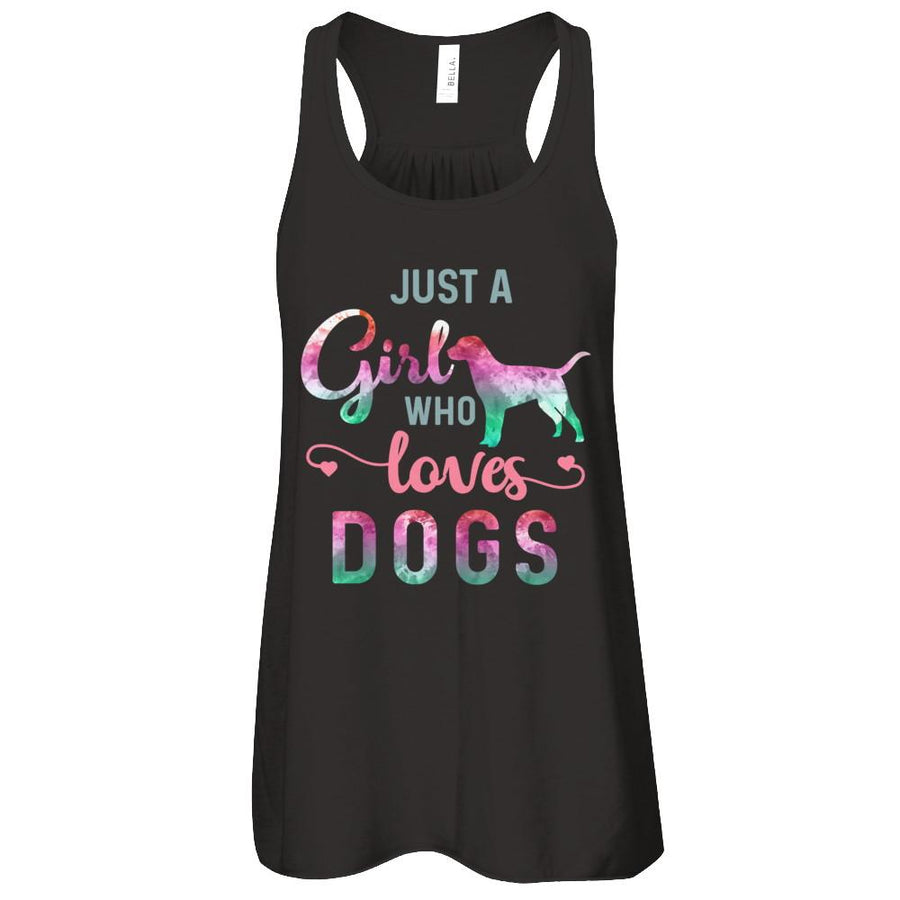 Just A Girl Who Loves Dogs Dog Lover-T-Shirt & Tank Top-Women's Flowy Racerback Tank-Black