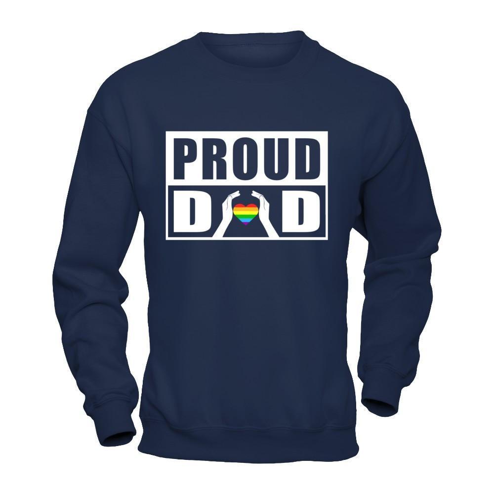 Proud Dad Lgbt Gay Lesbian Pride-T-Shirt & Hoodie-Crewneck Sweatshirt-Navy