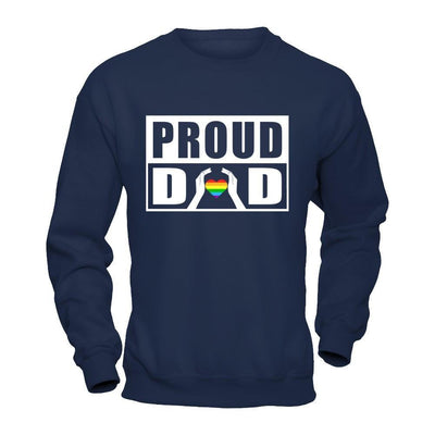 Proud Dad Lgbt Gay Lesbian Pride-T-Shirt & Hoodie-Crewneck Sweatshirt-Navy