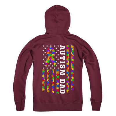 Proud Autism Dad Us Flag Autistic Daddy Fathers Day-T-Shirt & Hoodie-Hanes - Heavyweight Pullover Hoodie-Maroon