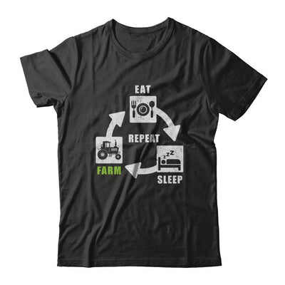 Eat Sleep Farm Repeat Farmer Farming Tractor-T-Shirt & Hoodie-Classic T-Shirt-Black