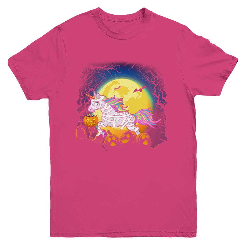 Halloween Pumpkin Unicorn Gift For Kids Girls Youth-Youth Shirt-Youth T-Shirt-Heliconia