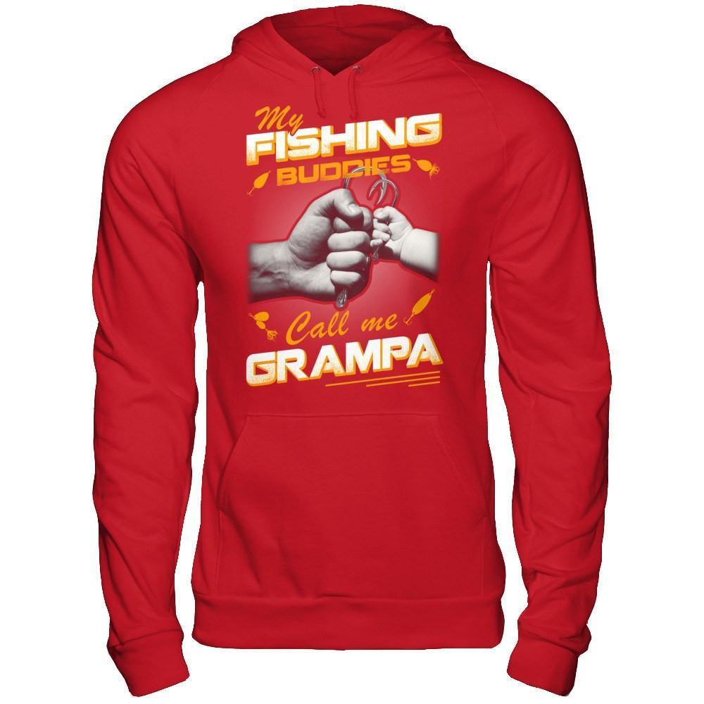 My Fishing Buddies Call Me Grampa-T-Shirt & Hoodie-Pullover Hoodie-Red
