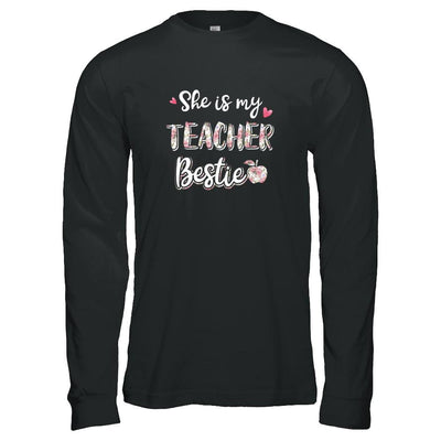 She Is My Teacher Bestie Funny Students-T-Shirt & Tank Top-Long Sleeve T-Shirt-Black