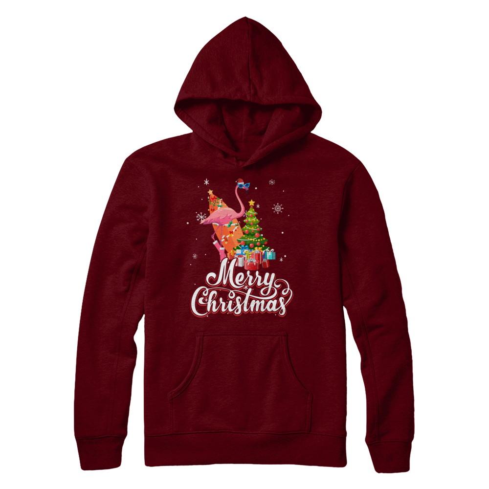 Flamingo Christmas Gift Merry Christmas Flamingo-T-Shirt & Sweatshirt-Pullover Hoodie-Maroon