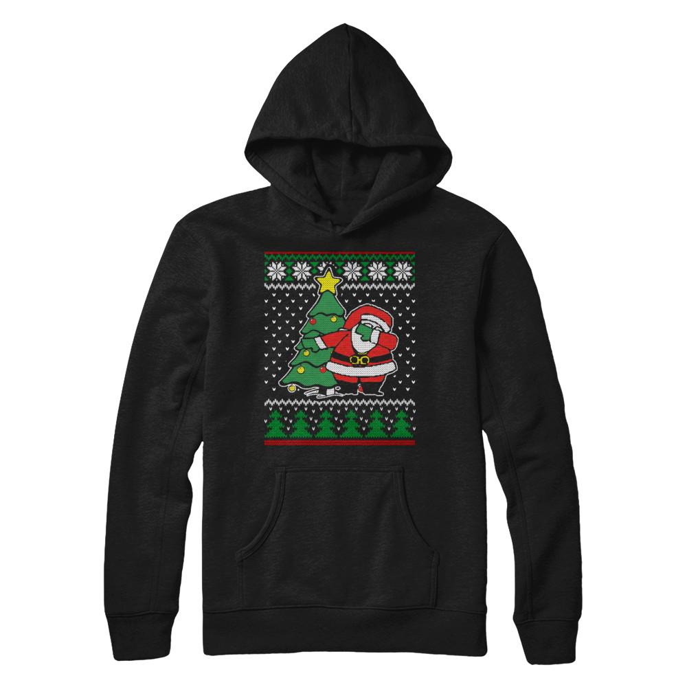 Dabbing Santa Ugly Sweater Christmas-T-Shirt & Sweatshirt-Pullover Hoodie-Black
