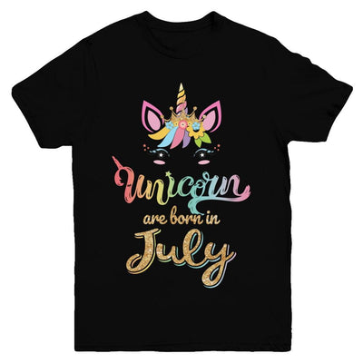 Cute Unicorns Are Born In July Birthday Gift Youth-Youth Shirt-Youth T-Shirt-Black