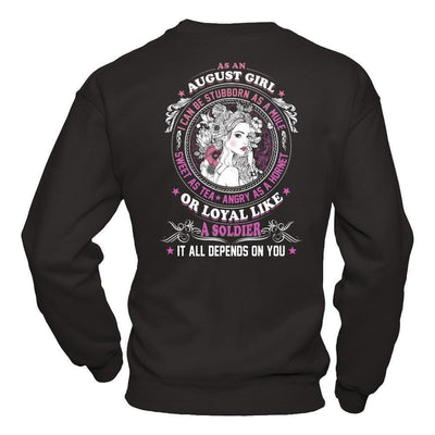 As An August Girl I Can Be Stubborn As A Mule-T-Shirt & Hoodie-Crewneck Sweatshirt-Black