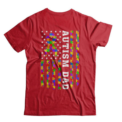 Proud Autism Dad Us Flag Autistic Daddy Fathers Day-T-Shirt & Hoodie-Classic T-Shirt-Red