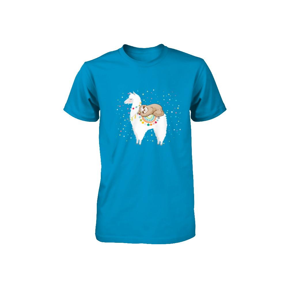 Funny Sloth Riding Llama Lover Youth-Youth Shirt-