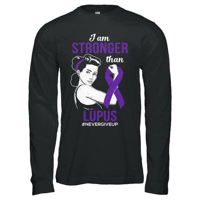I Am Stronger Than Lupus Awareness Support-T-Shirt & Hoodie-Long Sleeve T-Shirt-Black