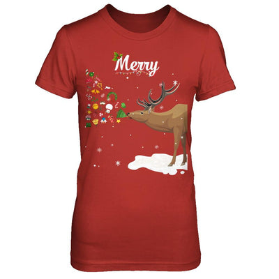 Couples Sick Reindeer Funny Ugly Merry Christmas Sweater-T-Shirt & Sweatshirt-Women's T-Shirt-Red