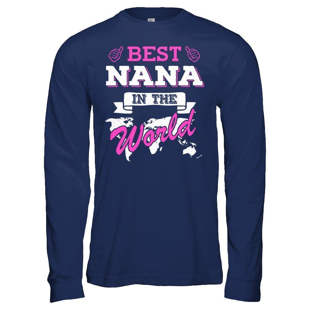 Best Nana In The World-T-Shirt & Hoodie-Long Sleeve T-Shirt-Navy