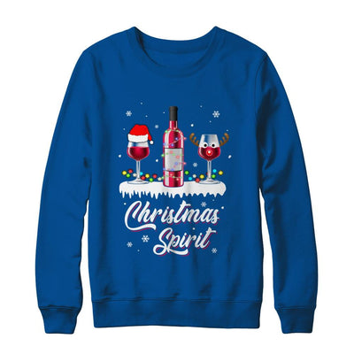 Christmas Spirits Santa Hat Wine Funny Christmas Gifts-T-Shirt & Sweatshirt-Crewneck Sweatshirt-Deep Royal