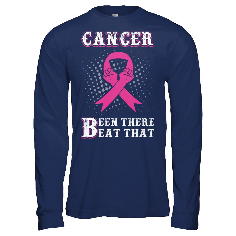 Breast Cancer Been There Beat That Awareness Pink Ribbon-T-Shirt & Hoodie-Long Sleeve T-Shirt-Navy
