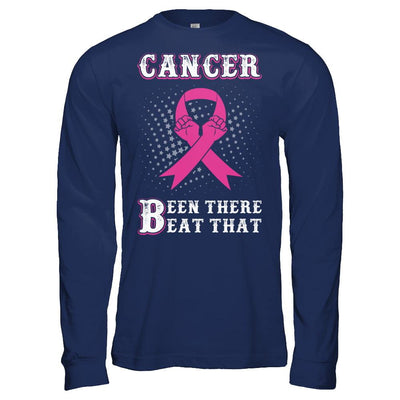 Breast Cancer Been There Beat That Awareness Pink Ribbon-T-Shirt & Hoodie-Long Sleeve T-Shirt-Navy