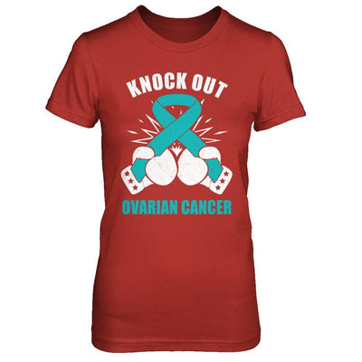 Boxing knock out Ovarian Cancer Awareness Support-T-Shirt & Hoodie-Women's T-Shirt-Red
