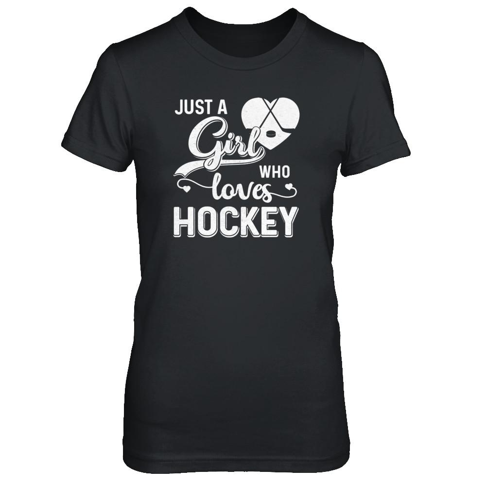 Just A Girl Who Loves Hockey-T-Shirt & Tank Top-Women's T-Shirt-Black