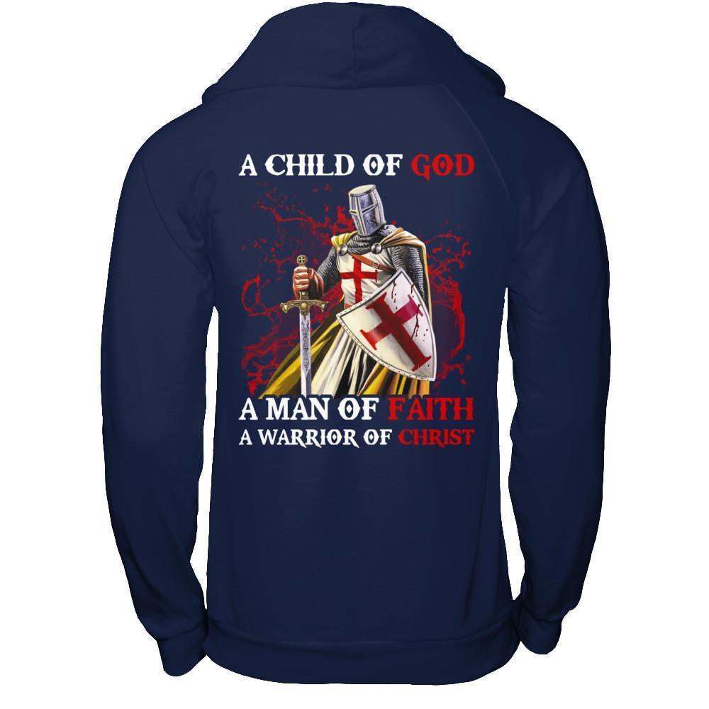 Knight Templar A Child Of God A Man Of Faith A Warrior Of Christ-T-Shirt & Hoodie-Pullover Hoodie-Navy