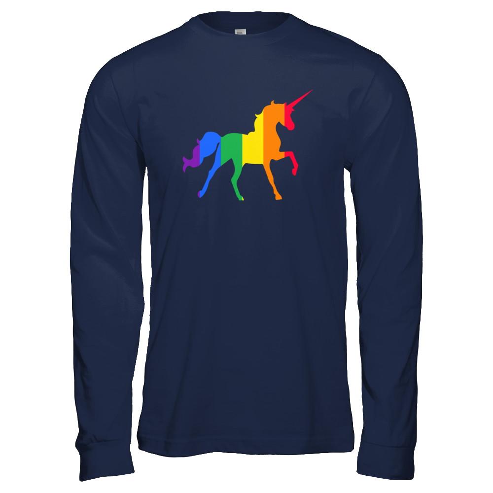 Pride LGBT Unicorn Gift Rainbow LGBT Gay Lesb-T-Shirt & Hoodie-Long Sleeve T-Shirt-Navy