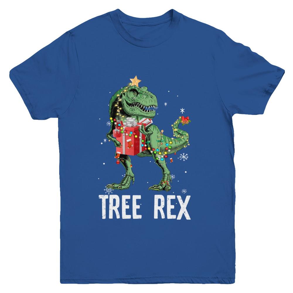 Christmas Tree For Kids Boys T Rex Dinosaur Xmas Gifts Youth-Youth Shirt-Youth T-Shirt-Royal