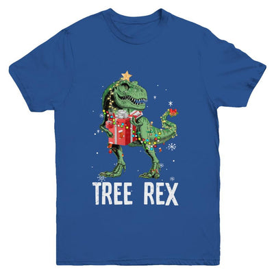 Christmas Tree For Kids Boys T Rex Dinosaur Xmas Gifts Youth-Youth Shirt-Youth T-Shirt-Royal