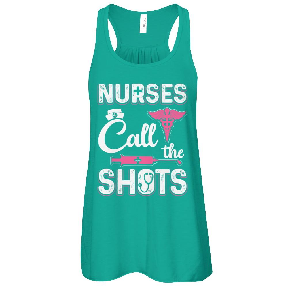 Nurses Call The Shots Funny-T-Shirt & Tank Top-Women's Flowy Racerback Tank-Kelly