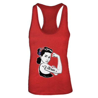 Woman Veteran Strong Girl America 4Th July-T-Shirt & Tank Top-Women's Ideal Racerback Tank-Red