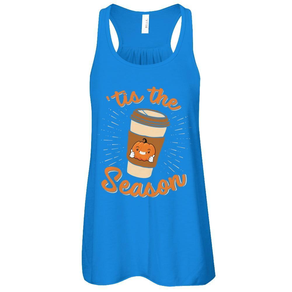 Autumn Fall Pumpkin Spice Coffee Tis The Season Mom-T-Shirt & Tank Top-Women's Flowy Racerback Tank-True Royal