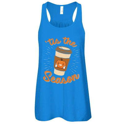 Autumn Fall Pumpkin Spice Coffee Tis The Season Mom-T-Shirt & Tank Top-Women's Flowy Racerback Tank-True Royal