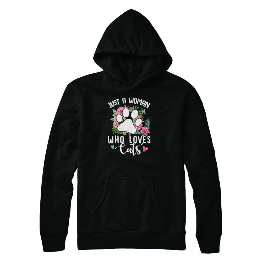 Just A Woman Who Loves Cats-T-Shirt & Tank Top-Pullover Hoodie-Black