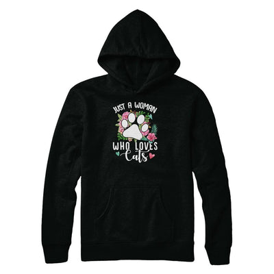 Just A Woman Who Loves Cats-T-Shirt & Tank Top-Pullover Hoodie-Black