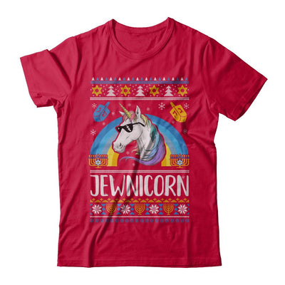Jewnicorn Funny Jewish Unicorn Hanukkah Chanukah Sweater-T-Shirt & Sweatshirt-Classic T-Shirt-Red