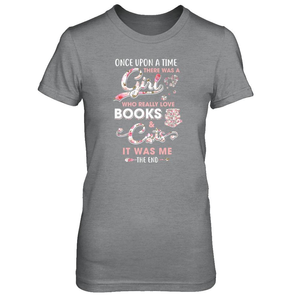 There Was A Girl Who Really Loved Books And Cats-T-Shirt & Tank Top-Women's T-Shirt-Sport Grey