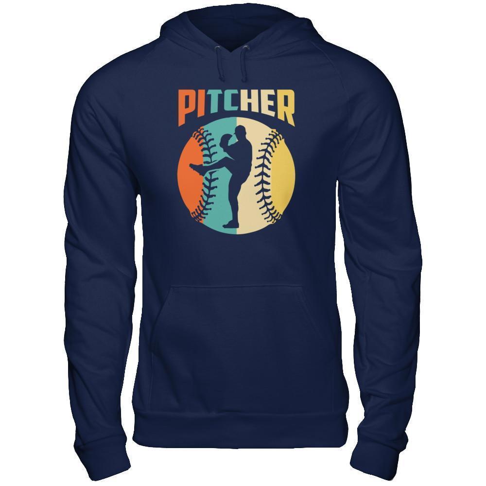 Classic Vintage Retro Style Pitcher Baseball-T-Shirt & Hoodie-Pullover Hoodie-Navy