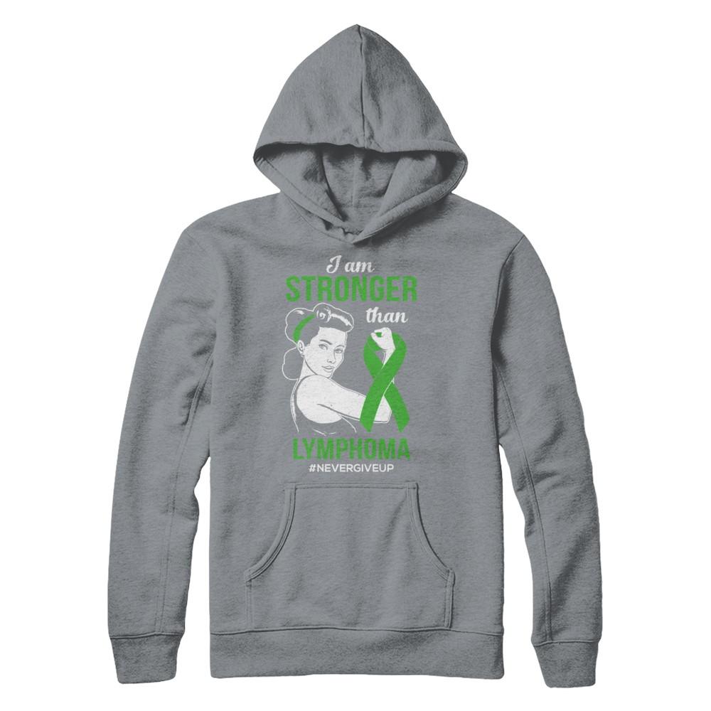 I Am Stronger Than Lymphoma Awareness Support-T-Shirt & Hoodie-Pullover Hoodie-Light Steel
