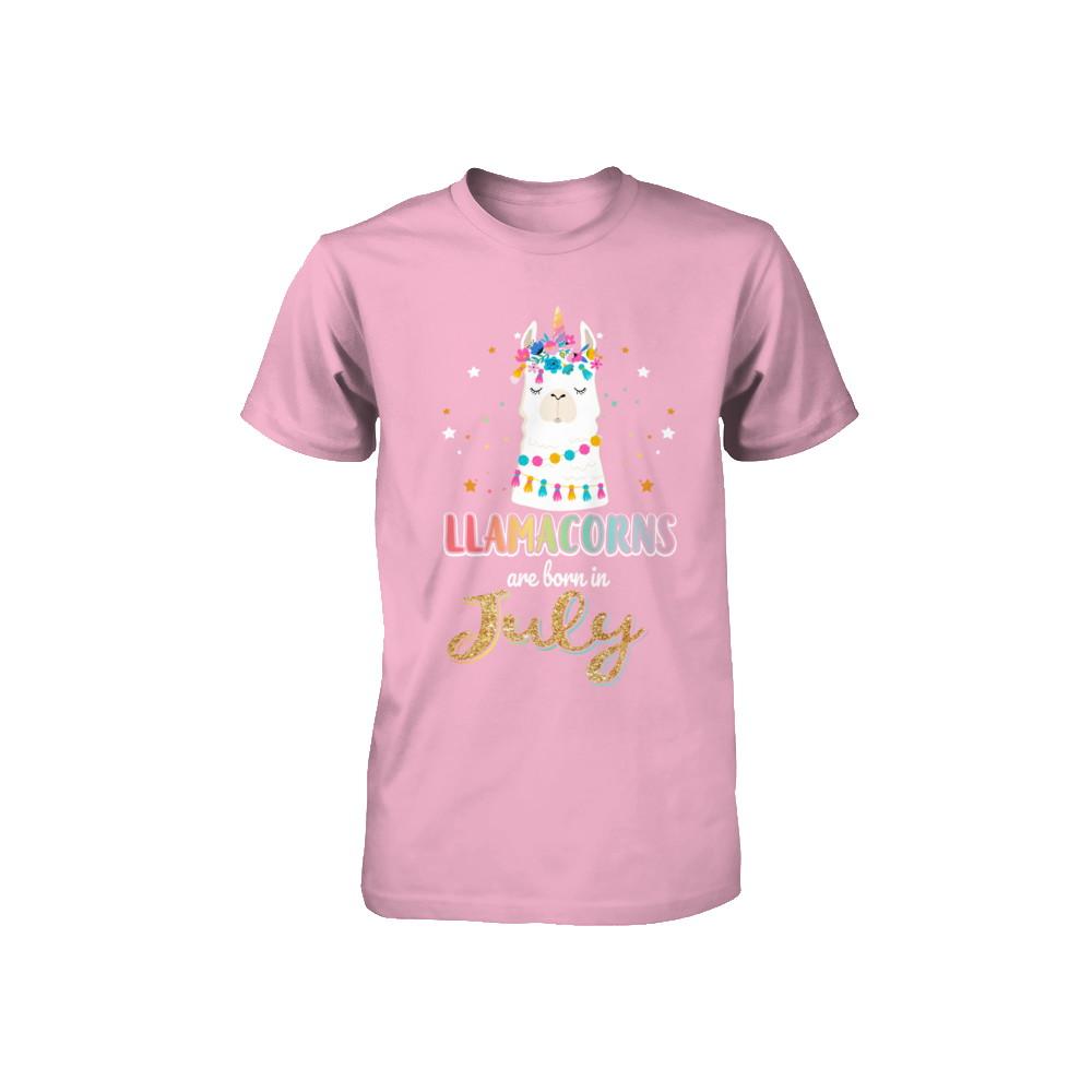Llama Unicorn Llamacorns Born In July Birthday Gift Youth-Youth Shirt-Toddler T-Shirt-Pink