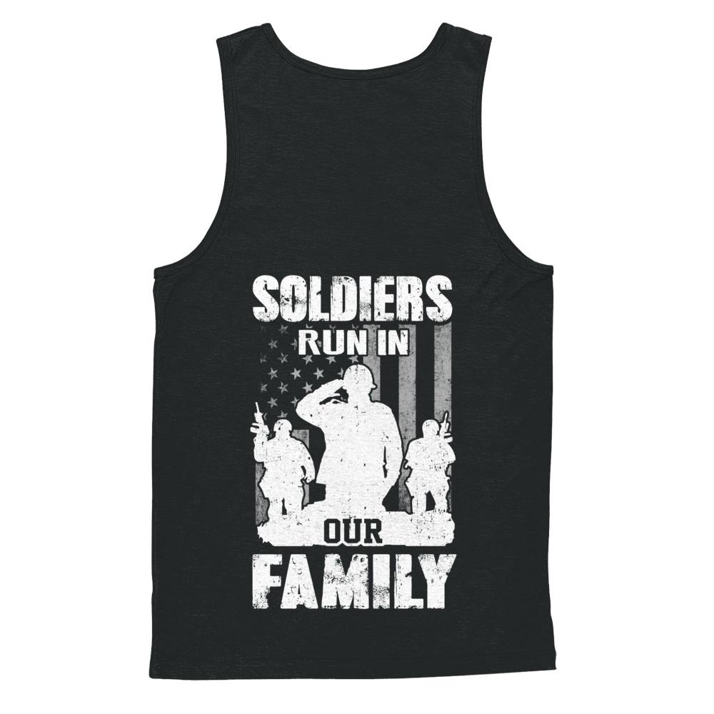 Soldiers Run In Our Family Veteran Dad Son-T-Shirt & Hoodie-Unisex Tank-Black