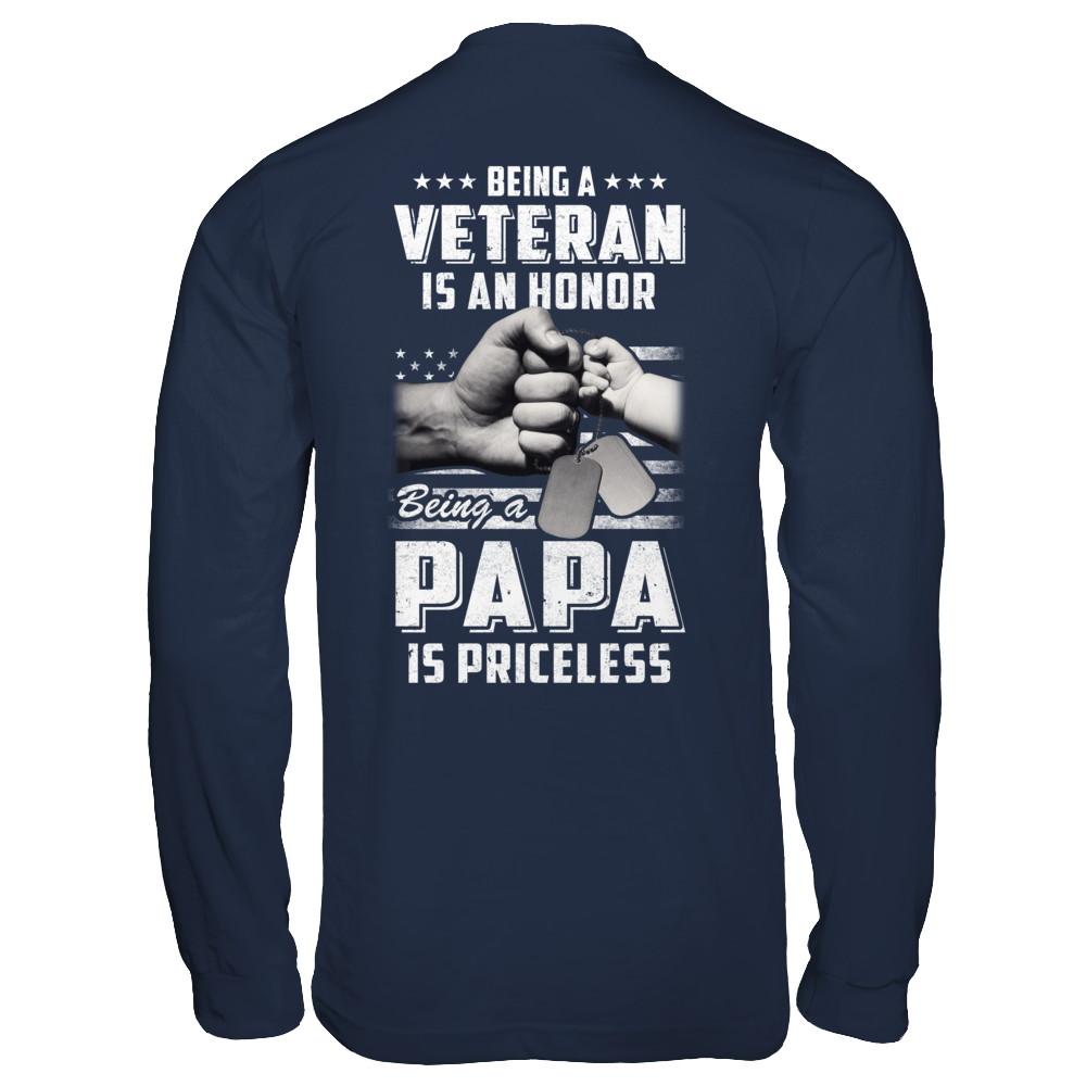 Being A Veteran Is An Honor Being A Papa Is Priceless-T-Shirt & Hoodie-Long Sleeve T-Shirt-Navy