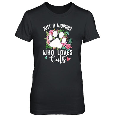 Just A Woman Who Loves Cats-T-Shirt & Tank Top-Women's T-Shirt-Black