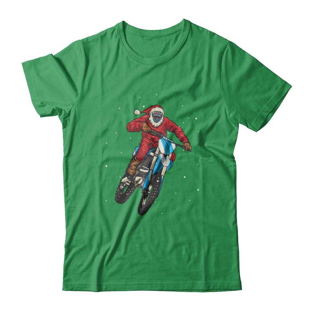 Motocross Christmas Santa Biker-T-Shirt & Sweatshirt-Premium T-Shirt-Kelly Green