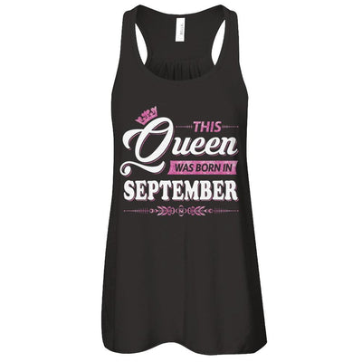 This Queen Was Born In September-T-Shirt & Tank Top-Women's Flowy Racerback Tank-Black
