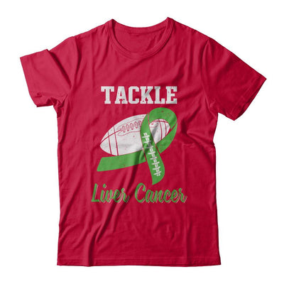 Football Survivor Tackle Green Liver Cancer Awareness-T-Shirt & Hoodie-Classic T-Shirt-Red