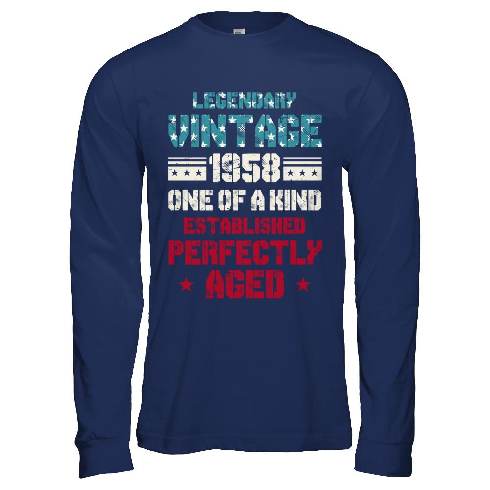 Legendary Vintage 1958 63th Years Old Birthday Gift-T-Shirt & Hoodie-Long Sleeve T-Shirt-Navy