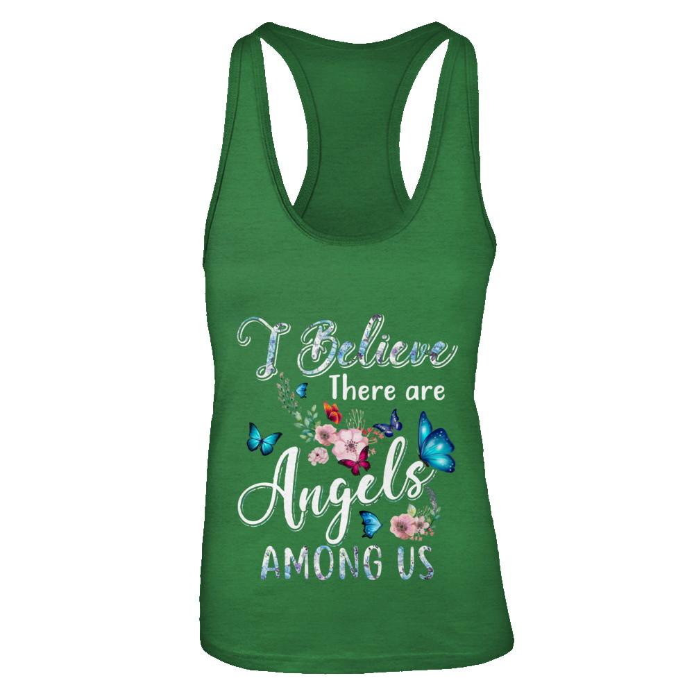I Believe There Are Angels Among Us Cute Butterfly-T-Shirt & Tank Top-Women's Ideal Racerback Tank-Kelly Green